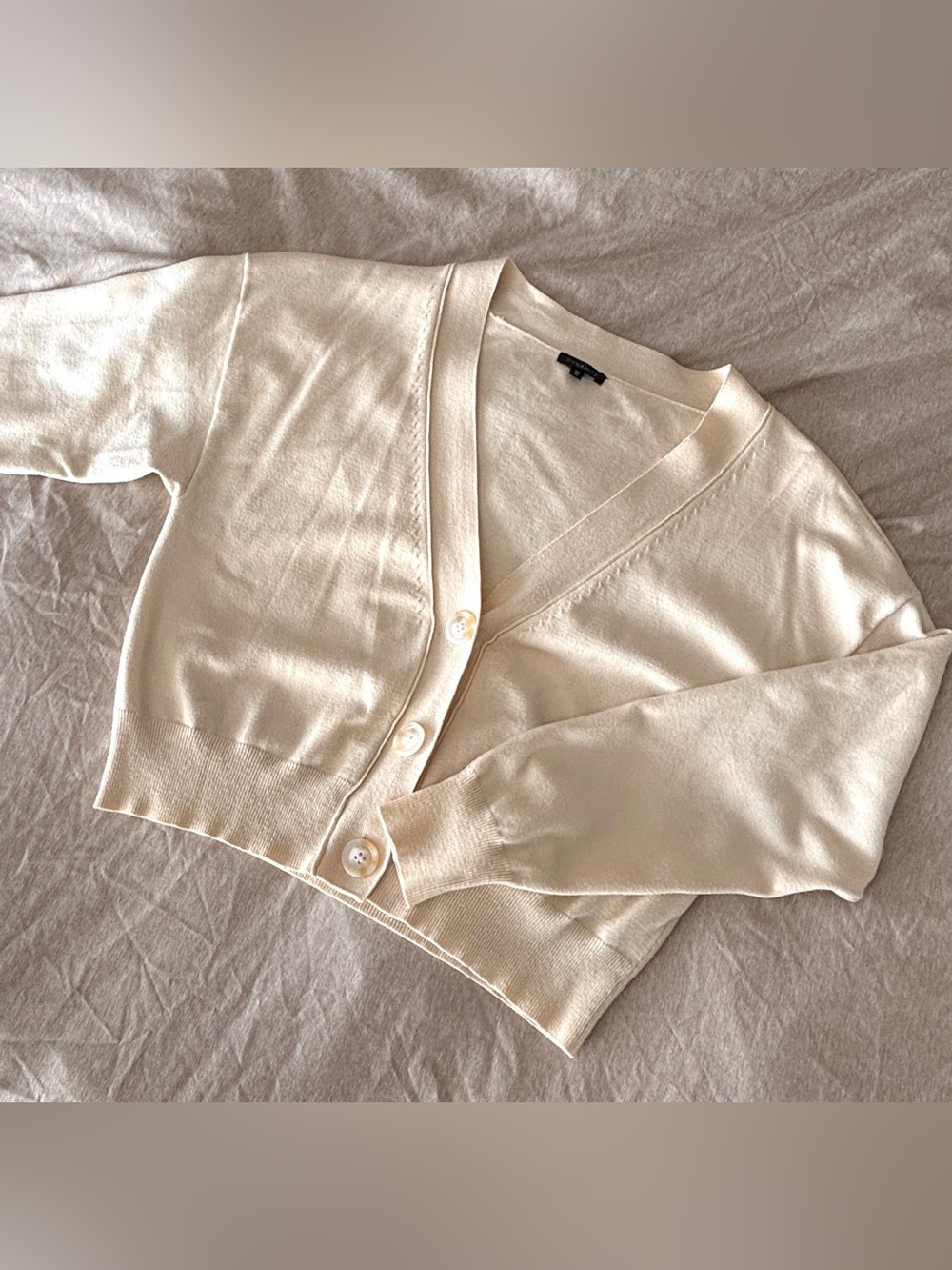 Dynamite Cream V-Neck Button Cardigan